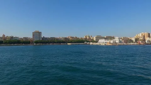Approaching the harbor by boat in Trapani Stock Footage 341334171