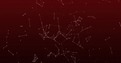 Approaching interlacing of dots and lines on a red background Video stock 305276761