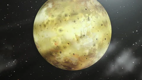 Approaching Io, Moon of the Planet Jupiter. Stock Footage 139479872