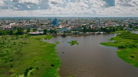 Approaching Iquitos from the Amazon river, Peru Stock Footage 115378491
