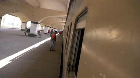 Approaching Kamalapur railway station on a train Stock Footage 153123721
