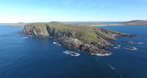 Approaching Kenavara droneshot on Tiree Stock Footage 230181611