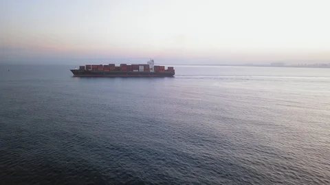 Approaching to large container ship at sea. Stock Footage 120637825