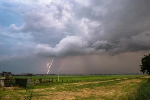Approaching lightning storm Stock Photos