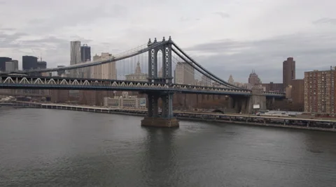 Approaching Manhattan Bridge from Brooklyn, over bridge to Manhattan side. Shot Stock Footage 59528703