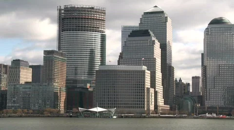 Approaching Manhattan financial area Stock Footage