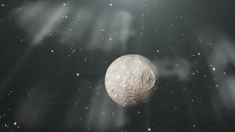 Approaching Mimas, Moon of Saturn. Elements of this Image furnished by NASA.  Stock Footage 138286153