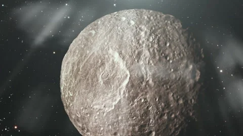 Approaching Mimas, Moon of Saturn. Elements of this Image furnished by NASA.  Stock Footage 138411041