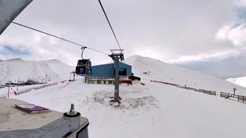 Approaching the Mountain Top Station by Cable Car on Palandoken Peak, Erzurum Видео 330977076