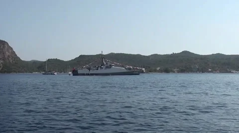 Approaching a naval ship Stock Footage 30069077