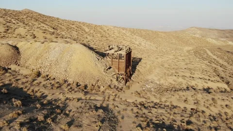 Approaching Old Gold Mining Ore Bin - Aerial Drone Stock Footage 188678861