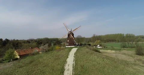 Approaching old windmill Video stock 106880493