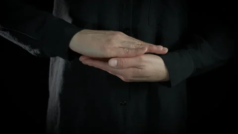 Approaching palm hands indoor. Stock Footage 306597984