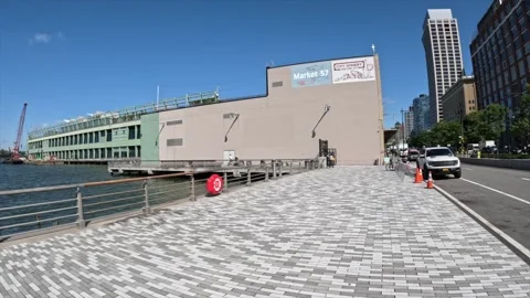 Approaching Pier 57 in Manhattan Stock Footage 263654328