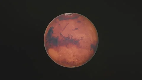 Approaching planet Mars. Dolly in shot. Sunrise. Cinematic, photorealistic. Stock Footage 155759311