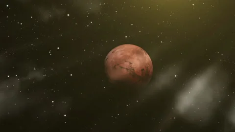 Approaching the Planet Mars. Elements of this video furnished by NASA.  Stock Footage 140881747