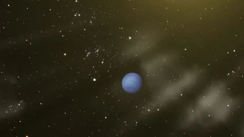 Approaching the Planet Neptune. Elements of this video furnished by NASA.  Stock Footage 140882170