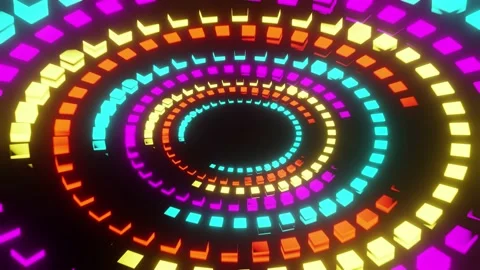 Approaching portal of colored squares rotating on a black background Video stock 134828103