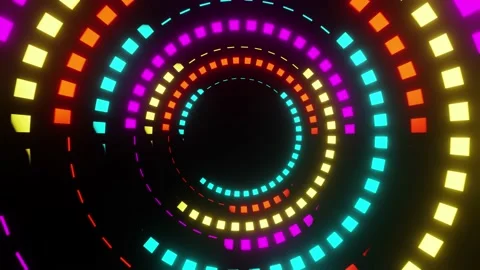 Approaching portal of colored squares rotating on a black background Stock Footage 134828727