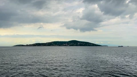 Approaching Princes Islands from moving ferry in Istanbul Stock Footage 346545117