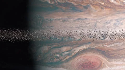 Approaching the Rings of Jupiter Side On Stock Footage 300970209