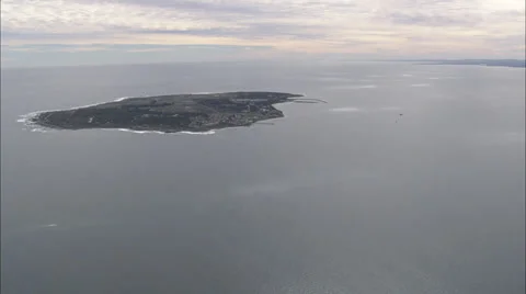 Approaching Robben Island on a cloudy day Stock Footage 37733108
