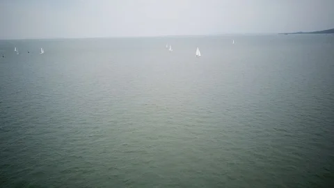 Approaching to the Sailing Ships Stock Footage 95760642