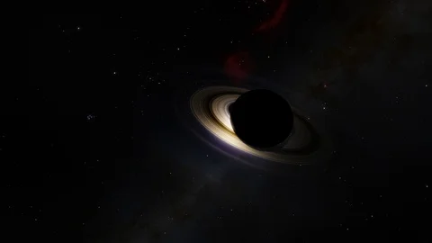 Approaching Saturn's ring from dark side Stock Footage 122902130