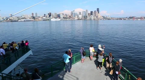 Approaching Seattle on Ferry with Passengers Video stock 51788066