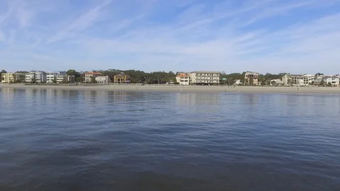 Approaching Shore - Zoomed In St. Simons Island Stock Footage 89558669