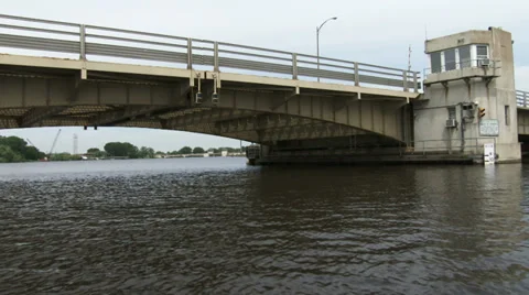 Approaching small bridge on a boat Stock Footage 39831101