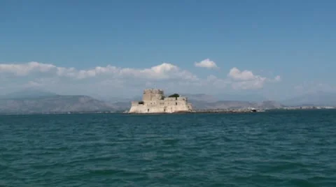 Approaching a small sea fort Stock Footage 10717761