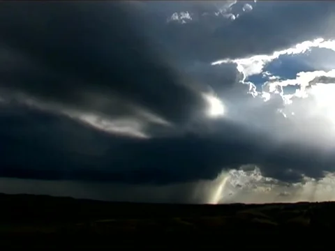 Approaching Storm with Backlighting Crepuscular Rays Stock Footage 40485092