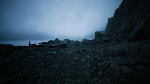 Approaching storm over Pebble Bay with turbulent sea activity Video stock 331533567