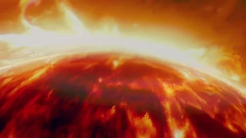 Approaching the sun. Defocused background. Close-up of the surface of the sun Stock Footage 246874151