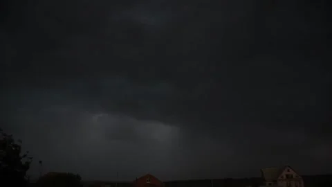 Approaching thunderstorm and leaden clouds with heavy rain and strong wind Stock Footage 199280662