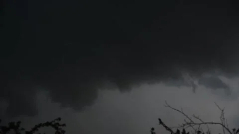 Approaching thunderstorm and leaden clouds with heavy rain and strong wind Stock Footage 199280663