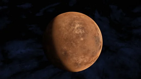 Approaching track shot of a desert planet with stars and nebula Stock Footage 51379408