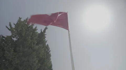 Approaching tracking shot of a Tunisian flag Stock Footage 243072229