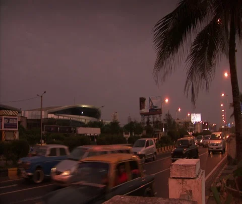 Approaching traffic on Marine Drive at nightfall. Stock Footage 86742419