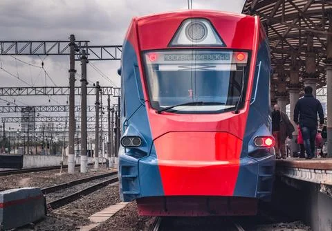 Approaching Train at the Station Stock Photos