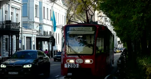 Approaching tram Stock Footage 68052949