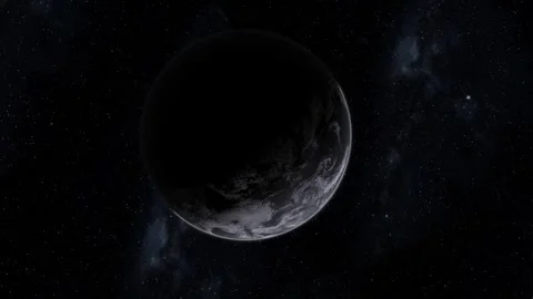 Approaching an uncharted planet in outer space. Outer space with a dark Exo.. Stock Footage 290460899