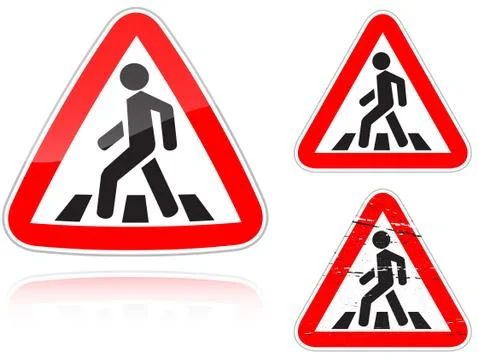 Approaching unregulated pedestrian crossing Stock Illustration