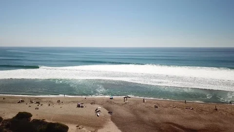 Approaching Upper Trestles in San Clemente, California during a big Summer swell Stock Footage 89506352