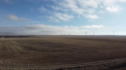 Approaching Windmills in Distant Field Stock Footage 217408013