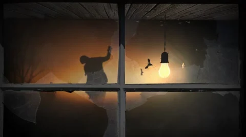 Approaching Zombies at Dusk Window View 4K Video stock 64911550