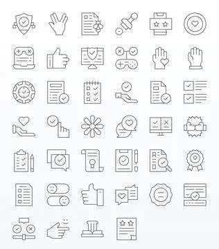 Approval 256x256 Vector Icon Pack with 40 Thin Line Grid Fitted Elements Stock Illustration