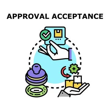 Approval acceptance process with document confirmation and delivery Stock Illustration