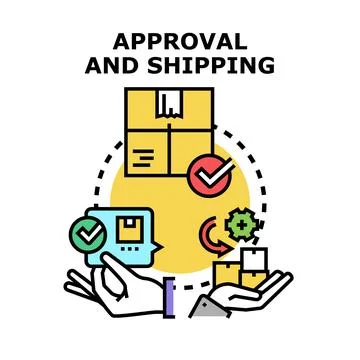 Approval and shipping process workflow management concept 库存插图